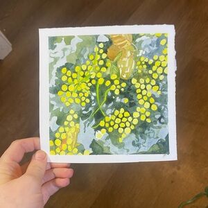 Abstract Yellow and Green Botanical Painting